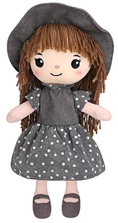 FakeFace Stoffpuppe babypuppe Püppchen mit Haar Baby Kinder Mädchen Deko Weiche Baby Puppe Doll Kuschelpuppe Taufgeschenk Plüschtier Gefüllte Puppen Mädchen Plüsch Spielzeug 40cm (Puppe-A-Grau)