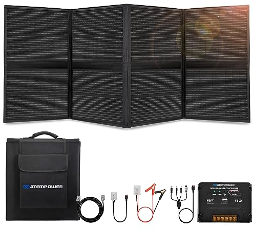 ATEM Power Panneaux solaires monocristallins de 200 W, panneau solaire portable avec design de valise pour centrale électrique, générateur de camping, camping-car
