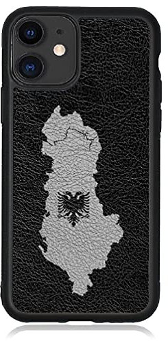aina Kompatibel mit iPhone 12 Pro Max Hülle Leder Albanien Flagge Albania Handyhülle Lederhülle Cover Albanische Flagge V2