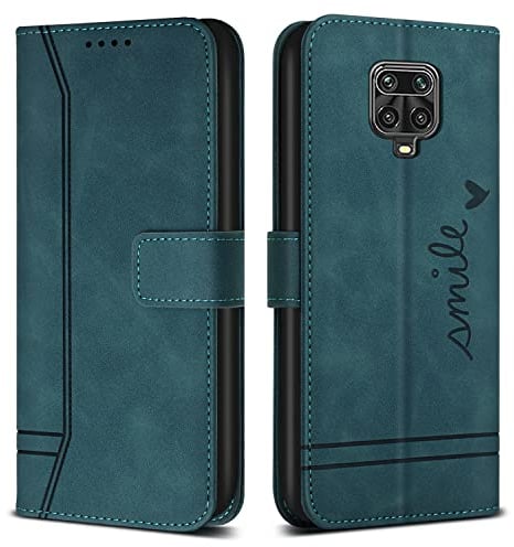 Bravoday Cover per Xiaomi Redmi Note 9 PRO/Redmi Note 9 PRO Max/Redmi Note 9S, Flip Custodia in Pelle PU Portafoglio Custodia, con Slot per Schede, Verde