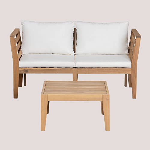 SKLUM 2-teiliges Gartenset mit Armlehnen und Couchtisch Filips Gardenia Weiß