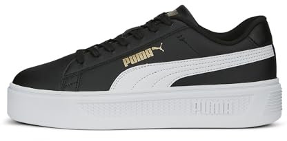 PUMA Women's Smash Platform V3 Sneaker, Black White Gold, 7 UK