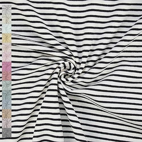 Jersey Mika, gestreift, 2,5mm und 5mm, schwarz/weiß (Länge am Stück: ab 50cm / Breite: 150cm)