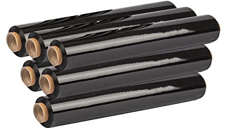 Aspect Lot de 6 rouleaux de film étirable épais pour palette, très résistant, résistant aux déchirures, 400 mm x 250 m, essentiels de déménagement pour la maison et l'industrie (noir, 6)