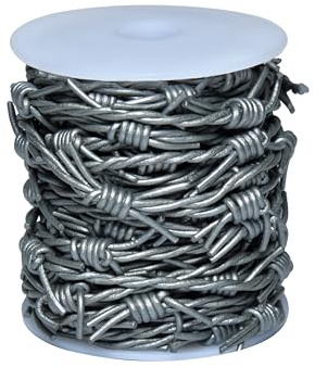 Artificial Barbed Wire Ribbon Trim Real Leather Cord for Party Home Decoration, Gift Boxes, DIY Crafts - 33 Feet Spool by Cords Essentials (Gray)