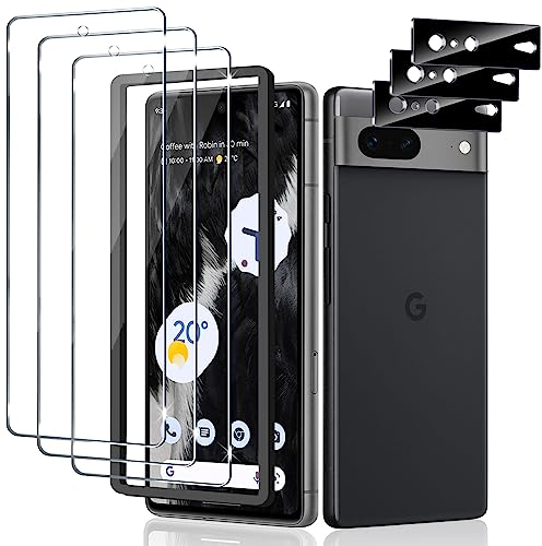 LiiLaa Schutzfolie für Google Pixel 7, 3 Stück Gehärtete Glas Schutz Folie mit 3 Stück Kameraschutz, 9H displayschutz Ultra-klar Schutzglas