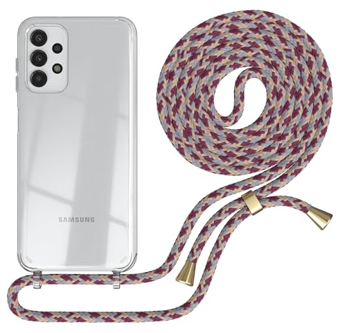EAZY CASE Handykette kompatibel mit Galaxy A13 4G Handyhülle mit Umhängeband, Handykordel mit Schutzhülle, Silikonhülle, Hülle mit Band, Stylische Kette für Smartphones, Rot Camouflage