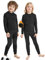 NOOYME Funktionsunterwäsche Kinder Skiunterwäsche Kinder Thermounterwäsche Kinder Atmungsaktiv & Hautfreundlich Sportunterwäsche Kinder Fussball, ExtraWarm Schwarz (122/128) 120-125cm