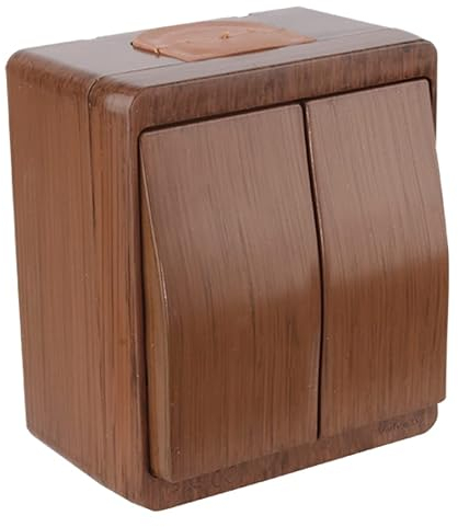 Aufputz 2fach Schalter (Ein/Aus) / Serienschalter Holz Optik/Holzfarben · Walnuss Imitat · IP44 / für Feuchtraum geeignet · Mutlusan · AP Serie NEMLIYER