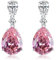 Bellitia Jewelry Orecchini Zirconi Cubici in Argento Sterling 925 per Donna, Orecchini Pendenti a Forma di Pera, Pietra Rosa Gioielli da donna