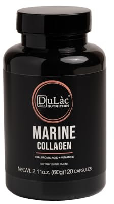 Dulàc - Marine Collagen kapseln hochdosiert mit Hyaluronsäure und Vitamin C, 120 Kapseln Meereskollagen für Haut und Gelenke, Made in Italy