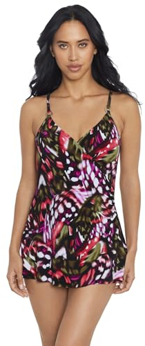 MagicSuit Damen Bademode Put a Ring On It Willow Underwire Tummy Control One Piece Badekleid, Flutter Black/Multi, 44