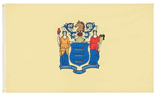 MUWO Flagge America Edition 90 x 150 cm, doppelseitige Gartenflagge, wetterfeste Fanflagge, Fußballflagge Polyester der 50 Vereinigten Staaten, USA-Bundesstaaten mit Ösen (New Jersey)