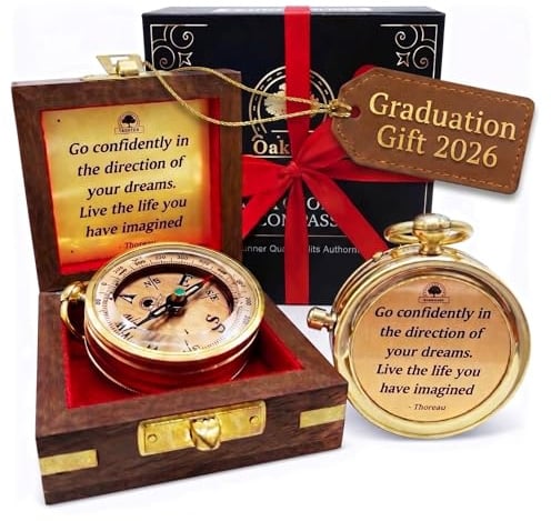 The Dream Chaser Compass - Go Confidently -2026 Unique Graduation Gifts for Him, College, High School, Cool Birthday Gift Idea for Son, Boys, Motivational Greeting Card Included