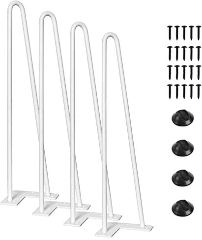 pingping1991 Pieds de Table en Épingle à Cheveux, Lot de 4 Pied de Table Basse Metal Pieds de Meuble pour Bricolage Meubles Table Basse Armoire Table de Chevet (60cm(23.6in),Blanc)