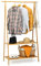 COSTWAY Bamboo Clothes Rail Stand, Freestanding Coat Garment Rack with Hanging Rod, 2 Shelves and Hooks, Open Wardrobe Clothing Hanger Storage Organiser for Bedroom Hallway (Triangular Structure)