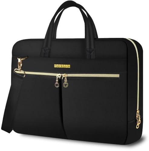 Ferkurn Laptop Bag Case for Women Men Briefcase Messenger Computer Bag with Shoulder Compatible with Macbook Pro/Air, HP Pavilion, Dell XPS, Ideapad, ASUS, Acer, Samsung, Black, 17 17.3 Inch