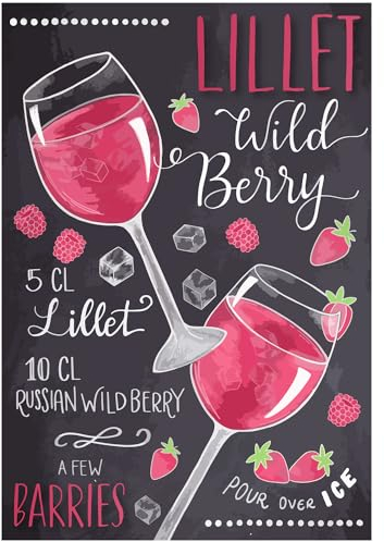 Vintage Blechschild Lillet Wild Berry20 x 30 cm Wandschild für Café Bar Home Retro Nostalgie Premium Metallschild Cocktail Löcher für Wandbefestigung (Lillet Wild Berry)