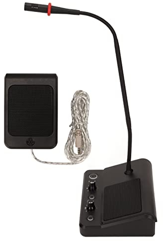 Fenster Lautsprechersystem für Unternehmen, Dual Wege Fenster Intercom Mikrofon und Lautsprecher Set, Intercom System für Büro, Schule, Schalter, Bank und Bahnhof (EU-Stecker)