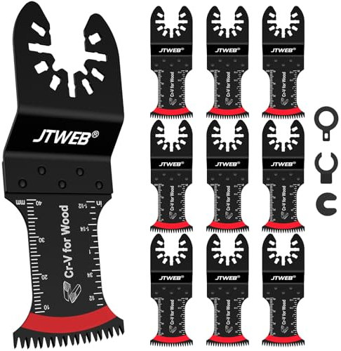 JTWEB Japanese Tooth Oscillating Saw Blades Wood, 10PCS Arc-Shaped Edge Multi Tool Blades for Wood, Plastic, Power Oscillating Tool Blade Multitool Blades Kits Sharpener Universal for Milwaukee