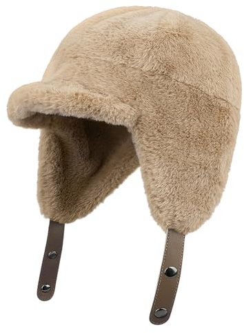 CLAPE Winter Fliegermütze mit Ohrenklappen Warme Kunstpelz Trappermütze Thermal Fellmütze Russische Mütze Herren Damen Winddicht Aviatormütze