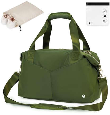 Ceneda Kleine Sporttasche Reisetasche mit Nassfach 40x20x25cm Trainingstasche für Damen Herren (Grün)