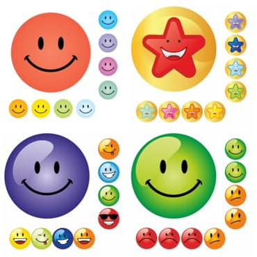 216 Aufkleber große bunte Sticker zur Motivation 19mm selbstklebend Aufkleber Face Belohnungsaufkleber Ampelmann