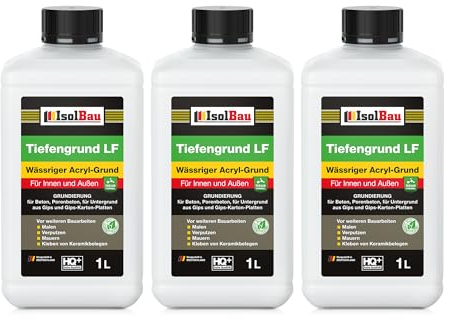 Isolbau Tiefengrund LF - 3 L Wässriger Acryl-Grund für Innen & Außen - Tiefgrund für professionelle Grundierung