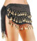 JRYGAC Damen Bauchtanz Gürtel, Chiffon Bauchtanz Hüfttuch, Bauchtanz Münztuch, Bauchtanz Kostüm Damen mit 128 Münzen, Bauchtanz Rock Wrap Gürtel für Belly Dance, Zumba, Yoga Klasse, Schwarz