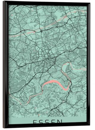 artboxONE Poster mit schwarzem Rahmen 18x13 cm Stdte/Weitere Stadt Karte Essen - Bild Essen City Essen Essen City