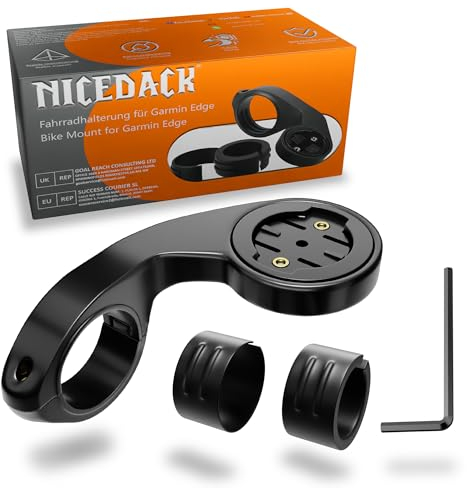 NICEDACK Fahrradhalterung kompatibel mit Garmin Edge, Fahrradcomputer Halter für Garmin Edge 500 510 520 530 540 130 130 Plus 25 20 800 810 820 830 840 1000 1030 1030 Plus 1040 (Mattschwarz)