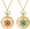 JewelryWe Gold Taschenuhr Damen Strass: 2pcs Glitzer Diamant Blume Blütenblatt Kettenuhr Analog Quarz Uhr Anhänger mit Halsette Kette Pocket Watch Geschenk für Frau Mutter Ehefrau
