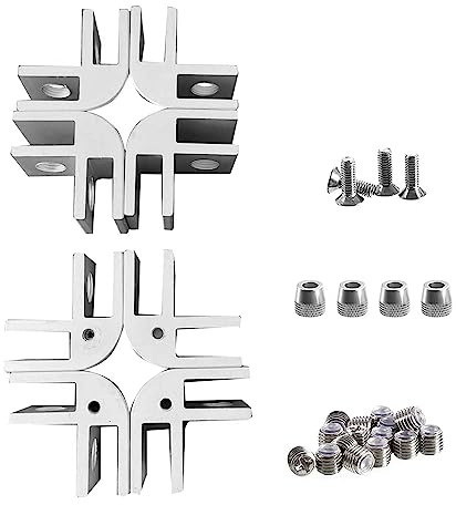 Wind Aluminum Fire Pit - Round Fire Bowl Best Outdoor Fire Pit | 5/16 Inch Glass Corner Connector Kit, 8 Corner Set with Four Aluminum Alloy Non-Slip Bases