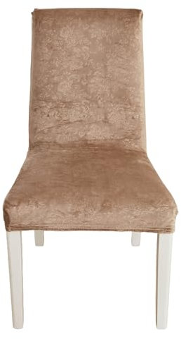 EBETA Stuhlhussen Set Stretch Stuhlhussen für Esszimmerstühle, Abnehmbarer Waschbarer Stühle Schutz Dekoration Stuhlbezug Samt-Optisch (Geprägt-Khaki, 6 Stück)