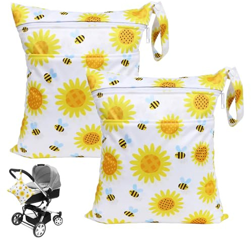DMNQ 2 Stück Groß Wetbag,Wetbag Kindergarten,mit Reißverschluss Nasstasche,Wetbag Schwimmsachen,Wiederverwendbar Wet Bag Kindergarten,Geeignet für Babys und Erwachsene,Reisen,Schwimmen (36×30cm)