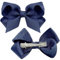 Lot de 2 barrettes à cheveux avec nœud pour queue de cheval avec bec de canard - 7,6 cm - Bleu foncé