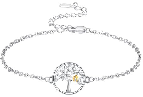 TANGPOET Tree of Life Bracelet for Women 925 Sterling Silver Tree and Birds Friendship Bracelets Adjustable Chain Valentines Day Jewellery Gifts for Her
