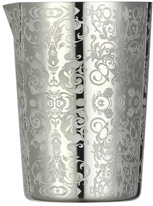 Unzerbrechliches Cocktail-Rührglas, Rührdose, Bar-Mixkrug mit Spirituosenmuster, 500 ml (Spirit Silver)