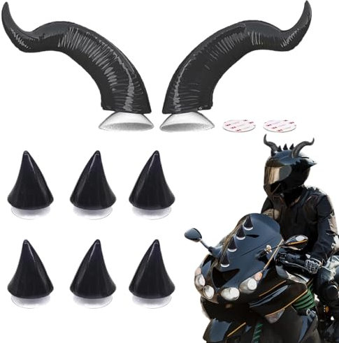 QIUMING ® Motorrad Helm Hörner Eckdekoration Saugnapf Horn Helm Dekoration Hörner mit Saugnäpfen Motorrad Helm Horn Helm-Dekoration für Motorradhelme zur Dekoration (Schwarze)