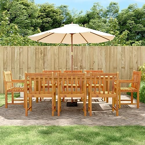 WKIEQACO Gartenmöbel-Set, 9-teilig, Massivholz, Akazie