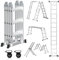 Cecaylie 3,6M Mehrzweckleiter 4x3M Klappleiter Arbeitsleiter aus Aluminium 7 in 1 Multifunktionsleiter Leiter mit 2 Gerüstplatten und 2 Rollen,bis 150 kg