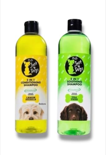 Bobzo Dr J’s Just 4 Dogs Medicated 2-in-1 Dog Shampoo & Conditioner Set – Soothing Tea Tree & Refreshing Lemon Drizzle – Odour Control, Deep Clean & Coat Care – 2 x 500ml