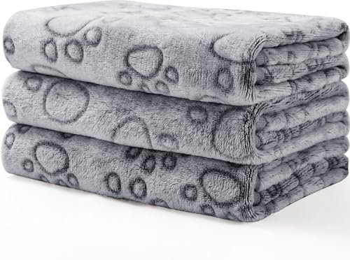 luciphia Hundedecke Katzendecken Waschbar Flauschig, 1 Pack 3 Decken Super Weich Fluffy, Kuscheldecke Fleece Haustier Decken für Hunde Katzen, Kann für Sofas, Autos, Betten, Liebe Pfote 40 * 60cm