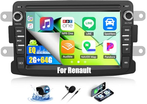 OiLiehu 2G+64G Android 13 2 DIN CarPlay Android Auto para Renault Dacia Duster Sandero Captur Lodgy Symbol Logan Dokker Pantalla Radio Coche 7 Pulgadas con Bluetooth GPS FM RDS WiFi SWC EQ