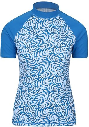 Mountain Warehouse Short Sleeves Womens UV Rash Vest - UPF50+ Sun Protection Ladies Rash Guard, Quick Dry, Flat Seams Top - for Spring Summer Swimming, Beach & Under a Wetsuit Bright Blue 8