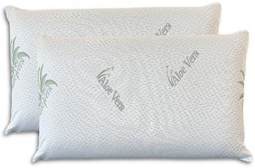 NARCISO Coppia Cuscini Letto Matrimoniale (H 11cm) Cuscino Memory Foam Basso, Guanciale Letto Morbido ed Anallergico con Fodera Esterna Jacquard Aloe, Garantisce Sonno Profondo e Traspirabilità Ottima