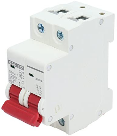 Janmobrian Circuit Breaker, Circuit Breakers DZ47‑63Z 1000V 6/10/16/20/25/32/40/50/63A DC Miniature Circuit Breaker 2P Solar PV System Isolator DIN Rail Mount(20A)