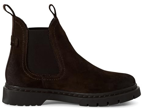 Womens Mocca Brown Suede Leather Pull on Classic Chelsea Ankle Boots