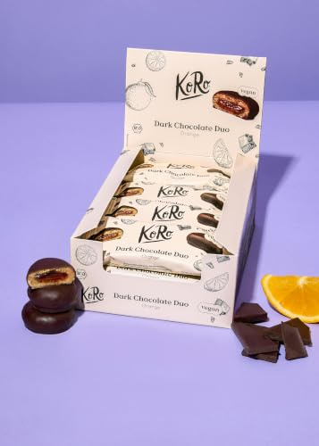 KoRo - Bio Dark Chocolate Duo Orange 12 x 2 x 20 g - Kurze Zutatenliste - 100% vegan - Mit Agavendicksaft & Dattelpaste gesüßt