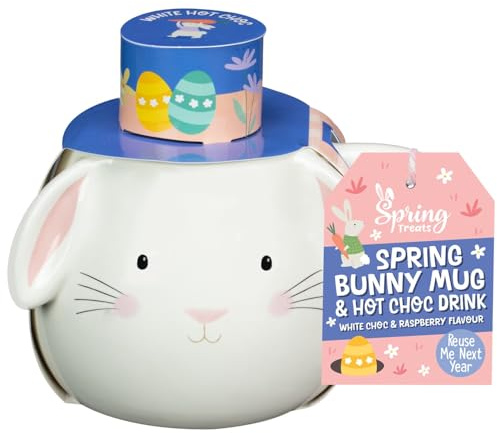 Spring Treats Mug & Hot Chocolate Drink 18g - White Chocolate & Raspberry - Just Add Hot Milk to Make a Delicious Chocolatey Drink
